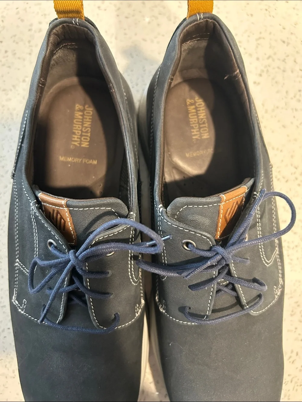 Johnston & Murphy Men's Navy Blue Casual Derbys with White Soles